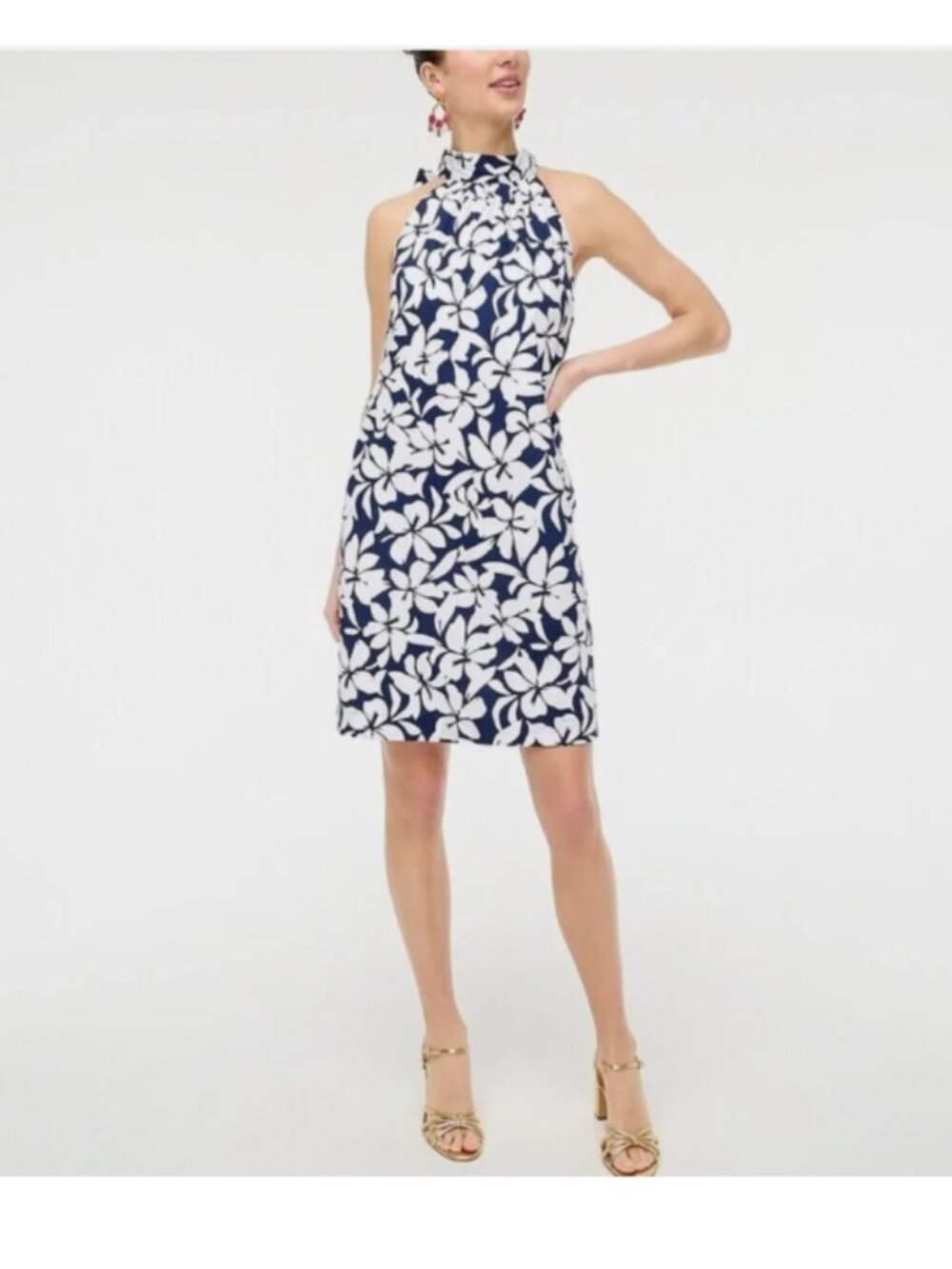 J Crew Tie Neck Mini Shift Dress size 4